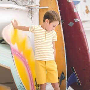 NWT New Montee Horizontal Striped Short Sleeve Honey Shirt Size 18M